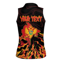 Personalized Montenegro Women Sleeveless Polo Shirt Coat Of Arms Fire Style - Wonder Print Shop