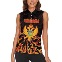 Personalized Montenegro Women Sleeveless Polo Shirt Coat Of Arms Fire Style - Wonder Print Shop