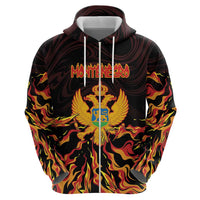 Personalized Montenegro Zip Hoodie Coat Of Arms Fire Style - Wonder Print Shop