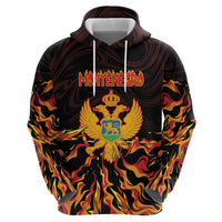 Personalized Montenegro Zip Hoodie Coat Of Arms Fire Style - Wonder Print Shop