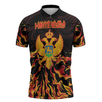 Personalized Montenegro Zipper Polo Shirt Coat Of Arms Fire Style - Wonder Print Shop