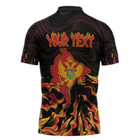 Personalized Montenegro Zipper Polo Shirt Coat Of Arms Fire Style - Wonder Print Shop