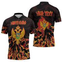 Personalized Montenegro Zipper Polo Shirt Coat Of Arms Fire Style - Wonder Print Shop