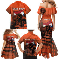 Personalized Netherlands Family Matching Mermaid Dress and Hawaiian Shirt Lion With Daisy Flower - Wonder Print Shop