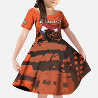 Personalized Netherlands Family Matching Off The Shoulder Long Sleeve Dress and Hawaiian Shirt Lion With Daisy Flower - Wonder Print Shop