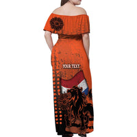 Personalized Netherlands Family Matching Off Shoulder Maxi Dress and Hawaiian Shirt Lion With Daisy Flower - Wonder Print Shop