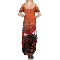 Personalized Netherlands Family Matching Summer Maxi Dress and Hawaiian Shirt Lion With Daisy Flower - Wonder Print Shop