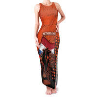 Personalized Netherlands Family Matching Tank Maxi Dress and Hawaiian Shirt Lion With Daisy Flower - Wonder Print Shop