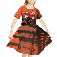Personalized Netherlands Kid Short Sleeve Dress Lion With Daisy Flower - Wonder Print Shop