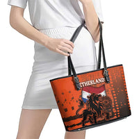 Netherlands Leather Tote Bag Lion With Daisy Flower - Wonder Print Shop
