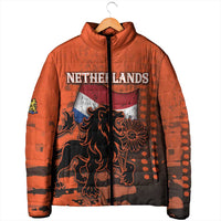 Personalized Netherlands Padded Jacket Lion With Daisy Flower - Wonder Print Shop