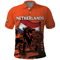 Personalized Netherlands Polo Shirt Lion With Daisy Flower - Wonder Print Shop