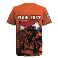Personalized Netherlands Rugby Jersey Lion With Daisy Flower - Wonder Print Shop