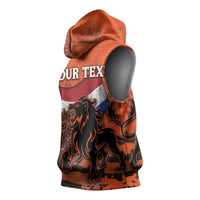 Personalized Netherlands Sleeveless Hoodie Lion With Daisy Flower - Wonder Print Shop