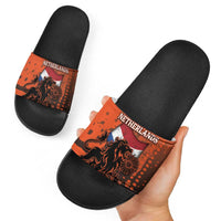 Netherlands Slide Sandals Lion With Daisy Flower - Wonder Print Shop