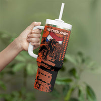 Personalized Netherlands Tumbler With Handle Lion With Daisy Flower - Wonder Print Shop