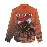 Personalized Netherlands Women Casual Shirt Lion With Daisy Flower - Wonder Print Shop