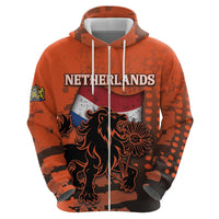 Personalized Netherlands Zip Hoodie Lion With Daisy Flower - Wonder Print Shop