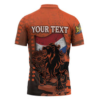 Personalized Netherlands Zipper Polo Shirt Lion With Daisy Flower - Wonder Print Shop