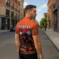 Personalized Netherlands Zipper Polo Shirt Lion With Daisy Flower - Wonder Print Shop