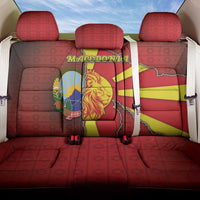 North Macedonia Back Car Seat Cover National Emblem With Lion - Wonder Print Shop