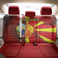 North Macedonia Back Car Seat Cover National Emblem With Lion - Wonder Print Shop