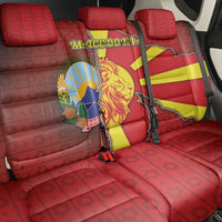 North Macedonia Back Car Seat Cover National Emblem With Lion - Wonder Print Shop