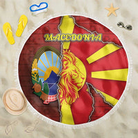 North Macedonia Beach Blanket National Emblem With Lion - Wonder Print Shop