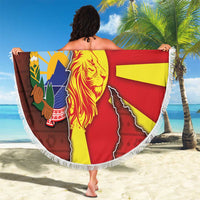 North Macedonia Beach Blanket National Emblem With Lion - Wonder Print Shop