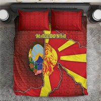 North Macedonia Bedding Set National Emblem With Lion - Wonder Print Shop