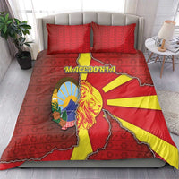 North Macedonia Bedding Set National Emblem With Lion - Wonder Print Shop