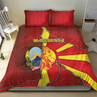 North Macedonia Bedding Set National Emblem With Lion - Wonder Print Shop