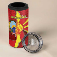 Personalized North Macedonia 4 in 1 Can Cooler Tumbler National Emblem With Lion - Wonder Print Shop