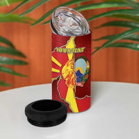 Personalized North Macedonia 4 in 1 Can Cooler Tumbler National Emblem With Lion - Wonder Print Shop