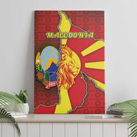 North Macedonia Canvas Wall Art National Emblem With Lion - Wonder Print Shop
