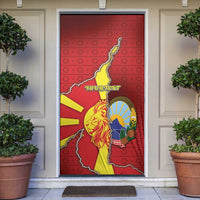 North Macedonia Door Cover National Emblem With Lion - Wonder Print Shop