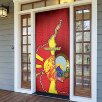 North Macedonia Door Cover National Emblem With Lion - Wonder Print Shop