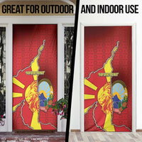 North Macedonia Door Cover National Emblem With Lion - Wonder Print Shop
