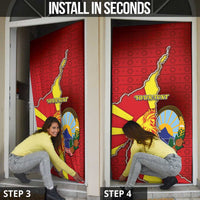 North Macedonia Door Cover National Emblem With Lion - Wonder Print Shop