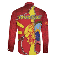 Personalized North Macedonia Family Matching Long Sleeve Bodycon Dress and Hawaiian Shirt National Emblem With Lion - Wonder Print Shop