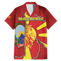 Personalized North Macedonia Family Matching Mermaid Dress and Hawaiian Shirt National Emblem With Lion - Wonder Print Shop