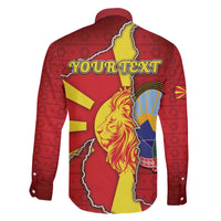 Personalized North Macedonia Family Matching Off The Shoulder Long Sleeve Dress and Hawaiian Shirt National Emblem With Lion - Wonder Print Shop