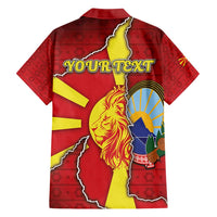 Personalized North Macedonia Family Matching Off Shoulder Short Dress and Hawaiian Shirt National Emblem With Lion - Wonder Print Shop