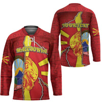 Personalized North Macedonia Hockey Jersey National Emblem With Lion - Wonder Print Shop