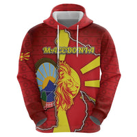 Personalized North Macedonia Hoodie National Emblem With Lion - Wonder Print Shop