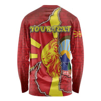 Personalized North Macedonia Long Sleeve Shirt National Emblem With Lion - Wonder Print Shop