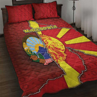North Macedonia Quilt Bed Set National Emblem With Lion - Wonder Print Shop