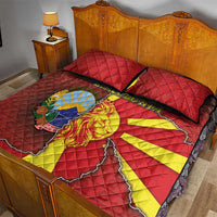 North Macedonia Quilt Bed Set National Emblem With Lion - Wonder Print Shop