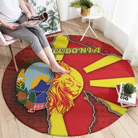 North Macedonia Round Carpet National Emblem With Lion - Wonder Print Shop
