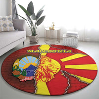North Macedonia Round Carpet National Emblem With Lion - Wonder Print Shop